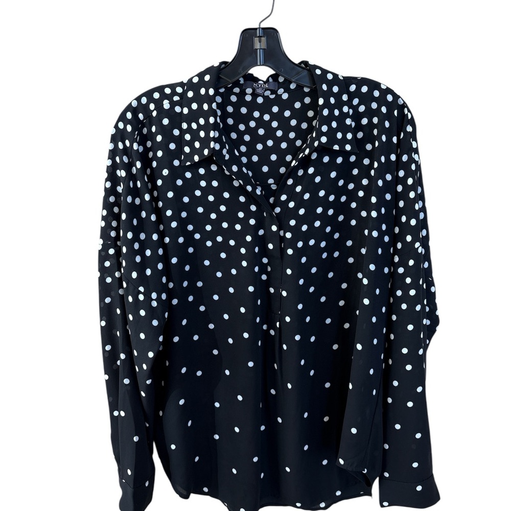 NYDJ Black and White Polka Dot Shirt